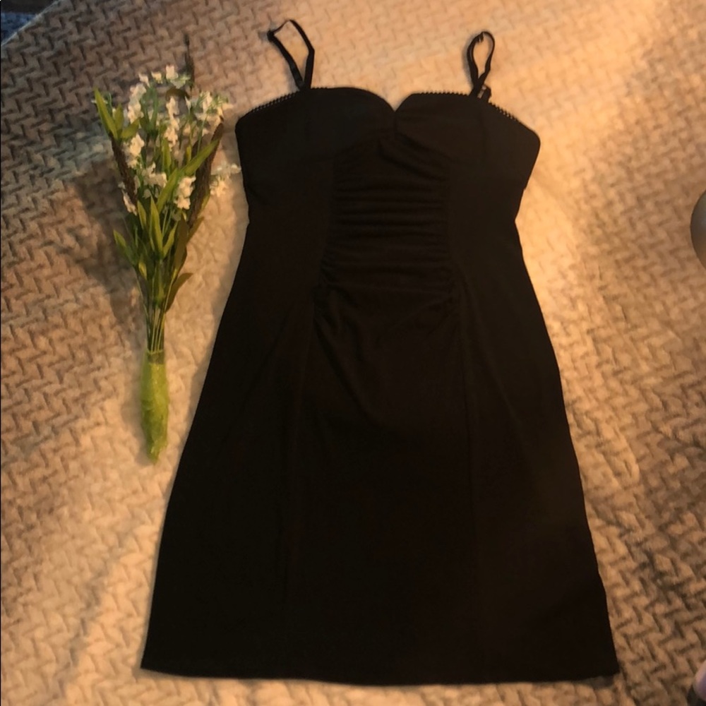 Cute black bejeweled strap black dress